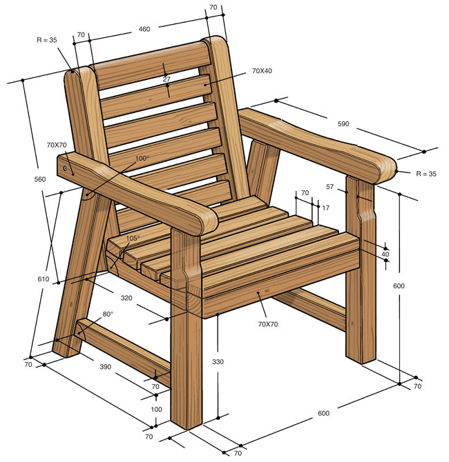 progetto sedia di legno