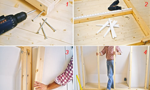 Creare armadio a muro. costruire armadio con pallet porte per la ... Creare armadio a muro