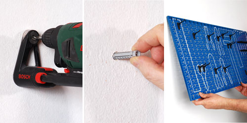 Kit Organizzatore Attrezzi Con 2 Pannelli Forati 80x25 Cm E 24 Accessori - Per Garage, Officina, Cantina, Parete