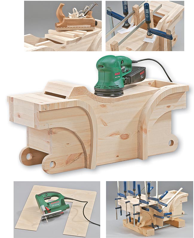 Toy Hub Carpentiere per bambini, da cantiere, da costruzione, in legno, con sega, martello e chiodi