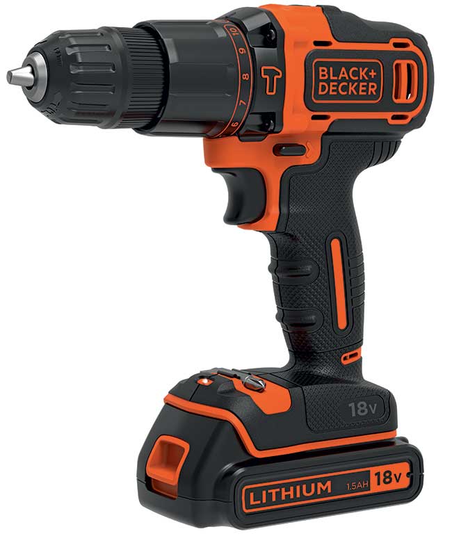 BLACK & DECKER BCD383D1XC-QW Trapano Avvitatore A Percussione A Batteria 18V - 2.0 Ah  Con Batteria E Caricabatterie Bcd383d1xc Qw